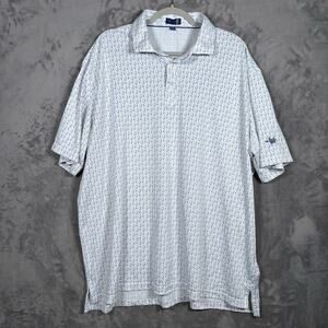Stitch Golf Polo Shirt 2XL White Patterned 1917 Logo Performance Made in Korea
